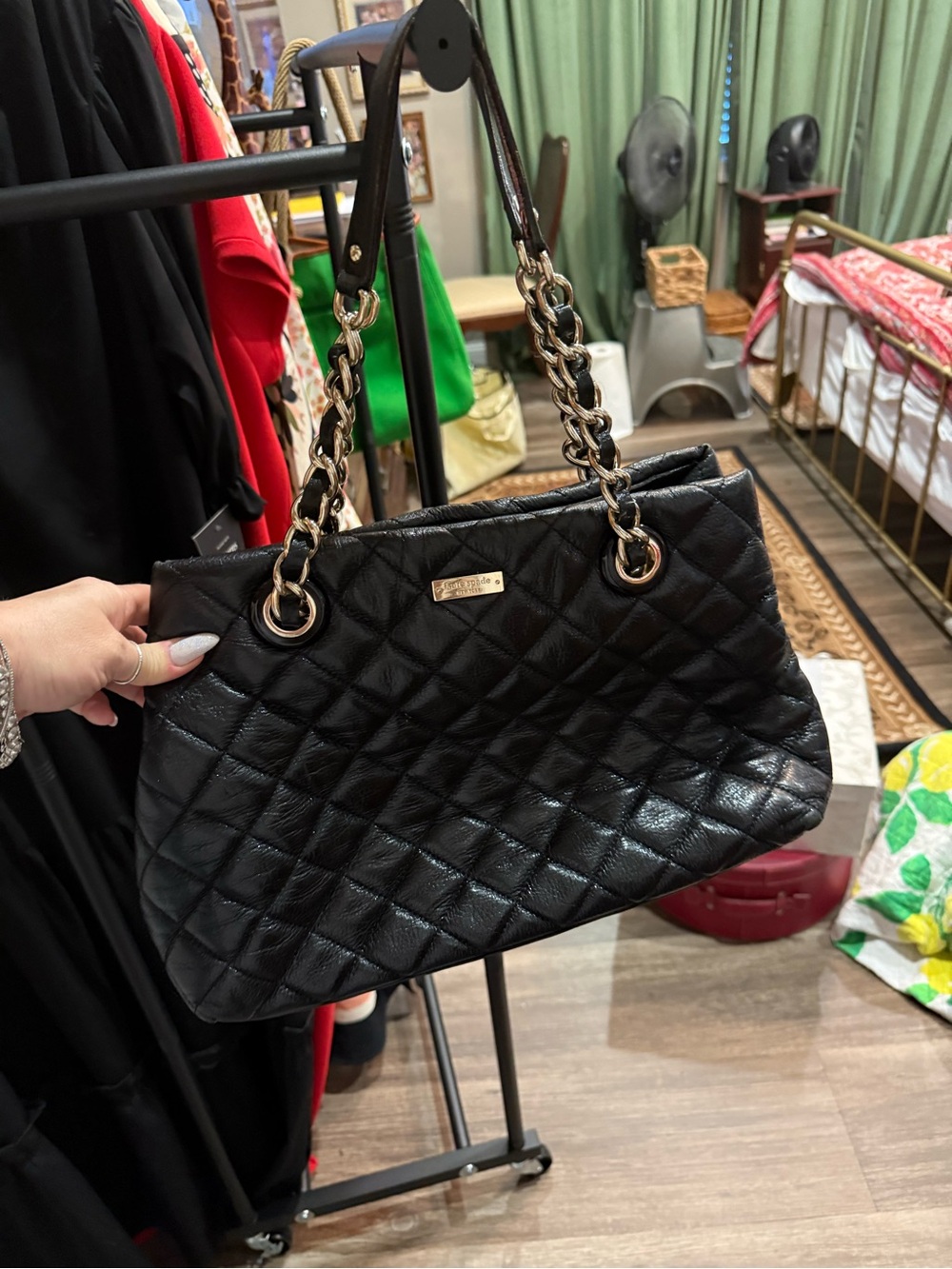kate spade Black Quilted Chain-Handle Shoulder Bag